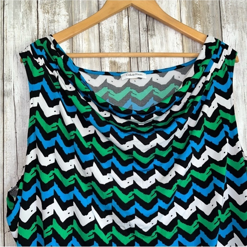 Calvin Klein Sleeveless Chevron Blouse - Picture 3 of 5